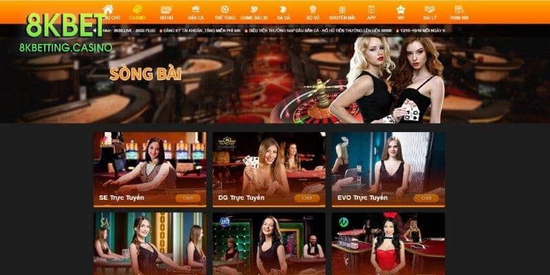 Sảnh casino 8Kbet mang đến cảm giác chân thực